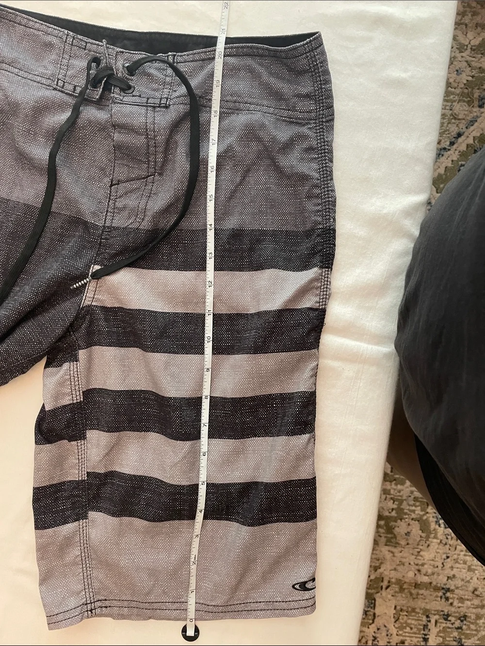 O’Neill Men's Black and Gray Striped Swim Board Shorts